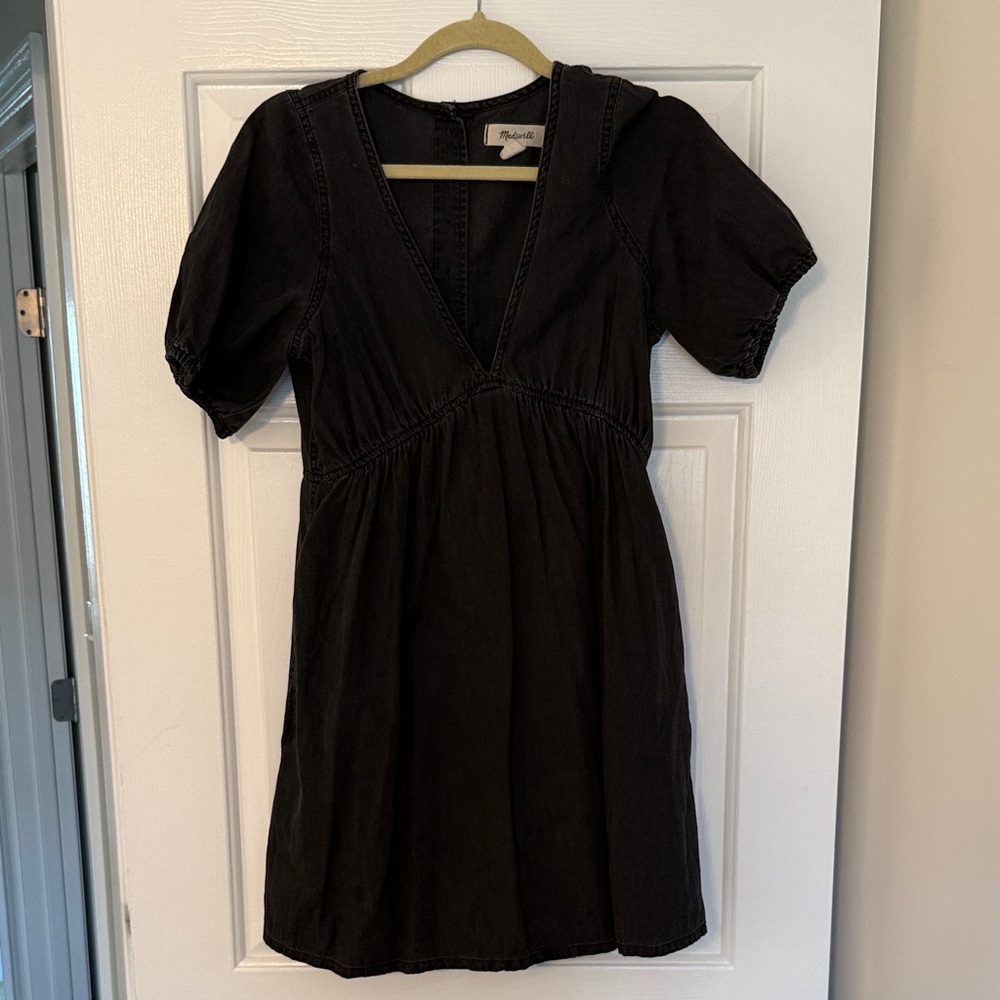 Madewell Deep V-Neck Black Dress